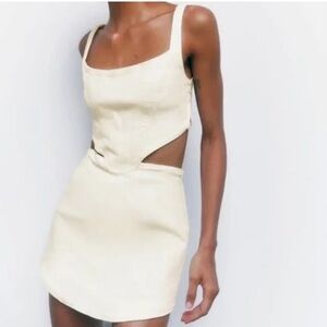 Zara Denim Cream Mini Dress